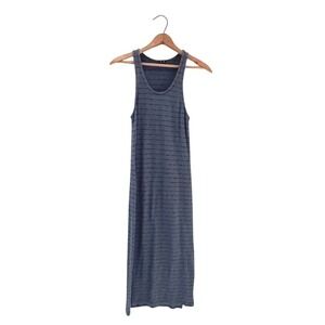 Monrow Stripped Tank Dress Midi‎ Slit Blue - Size XS